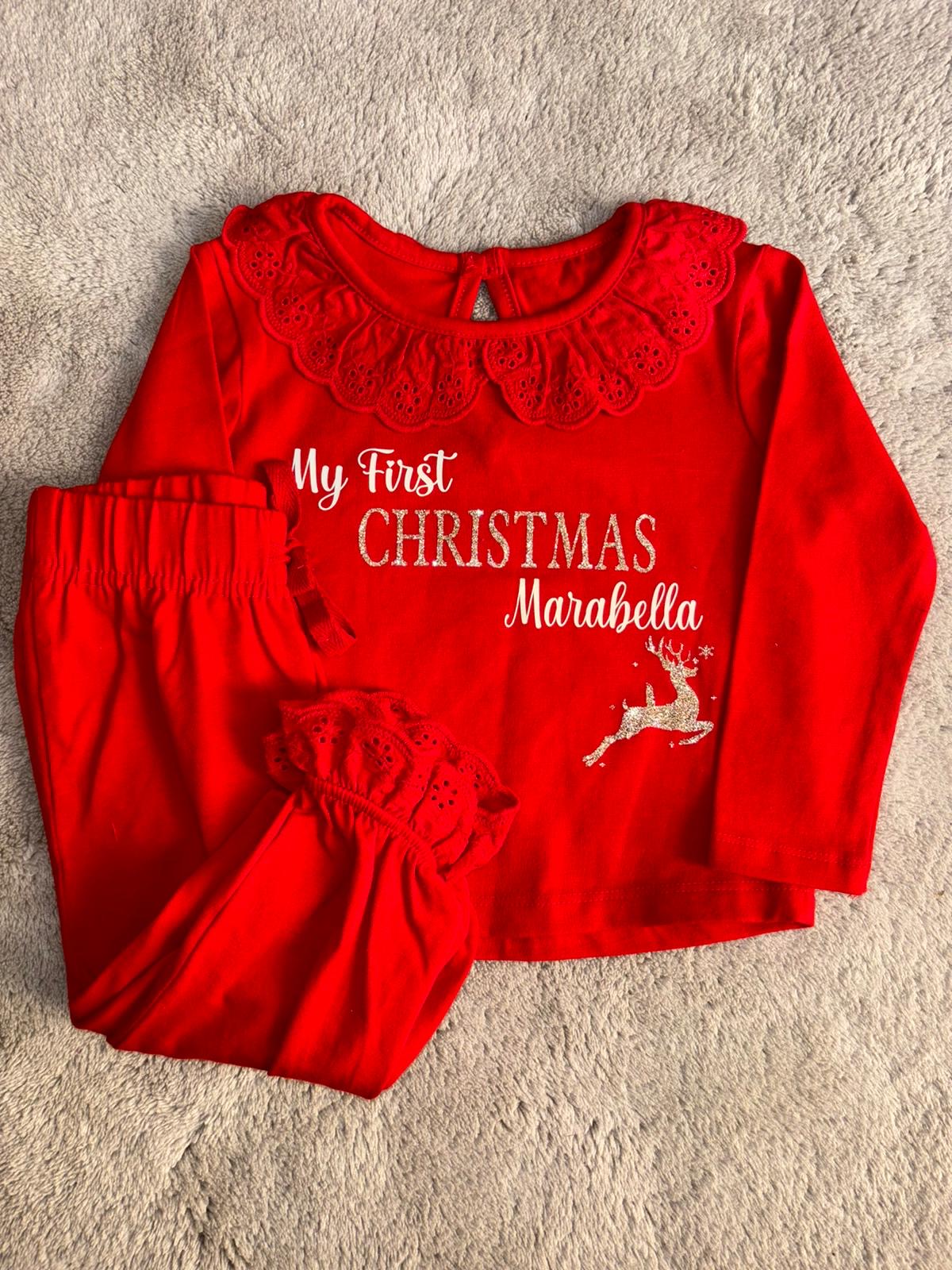 Girls frill BELIEVES Christmas pyjamas