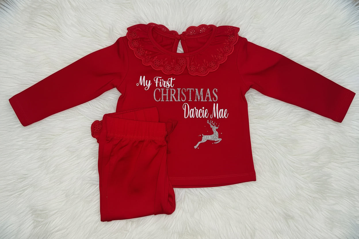 Girls My First Christmas personalised pyjamas