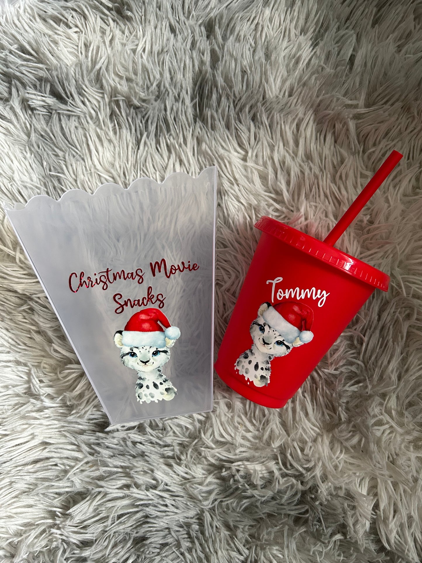Cute Christmas Movie Snack Tub and Cup