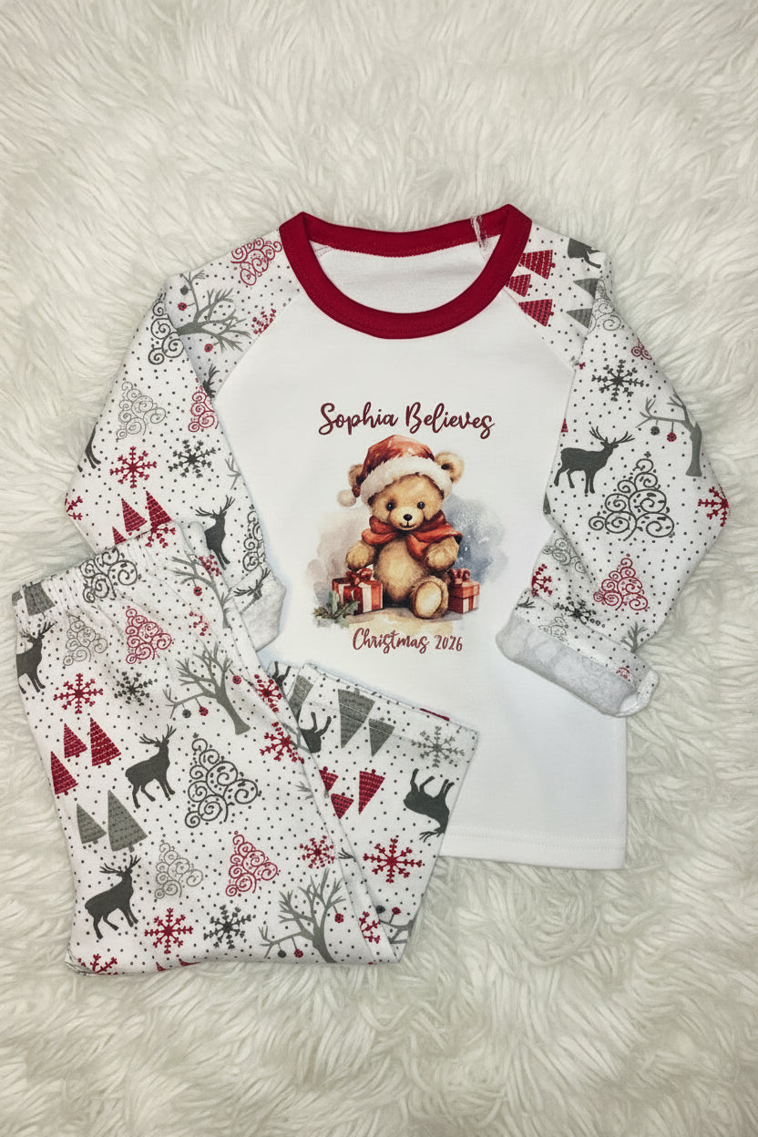 Personalised Teddy Design Christmas Pyjamas