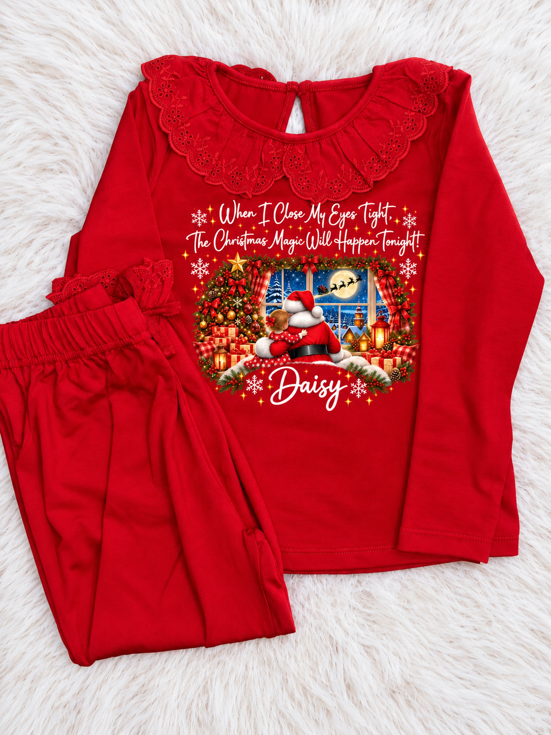 Personalised Christmas Magic Frill Pyjamas