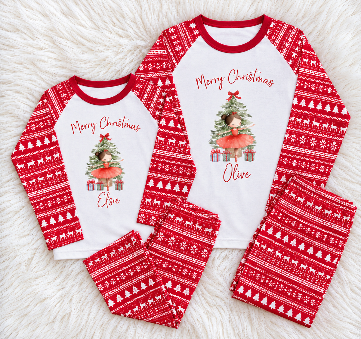 Red Ballerina Personalised Christmas Pyjamas