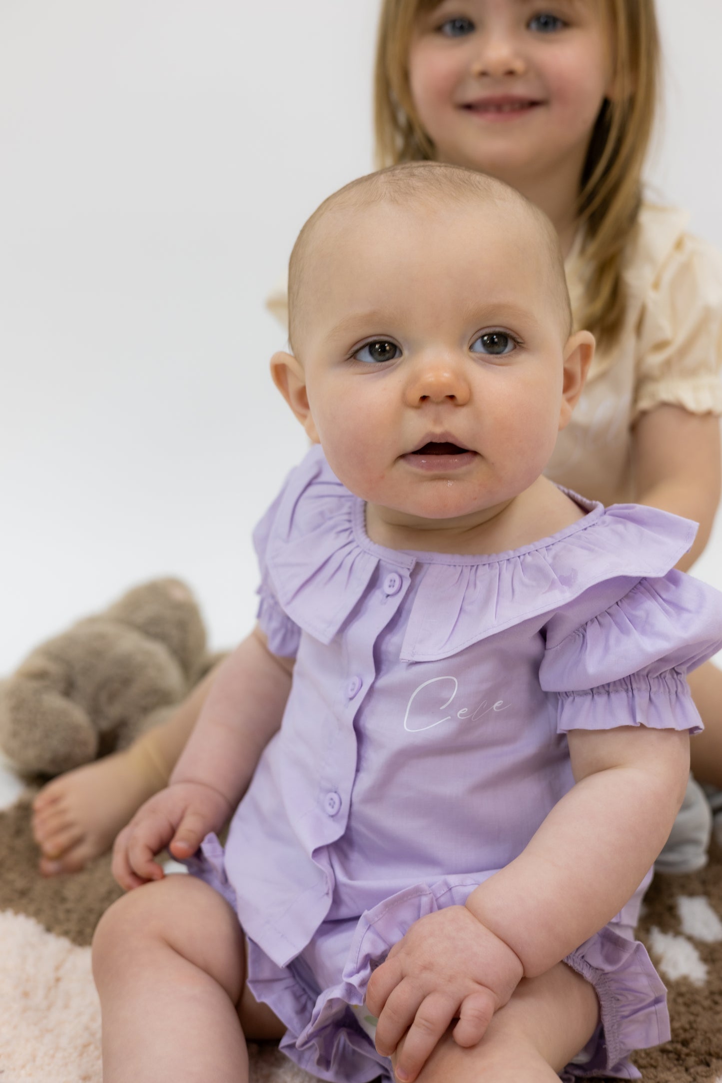 Girls Frill Linen Personalised Short Set