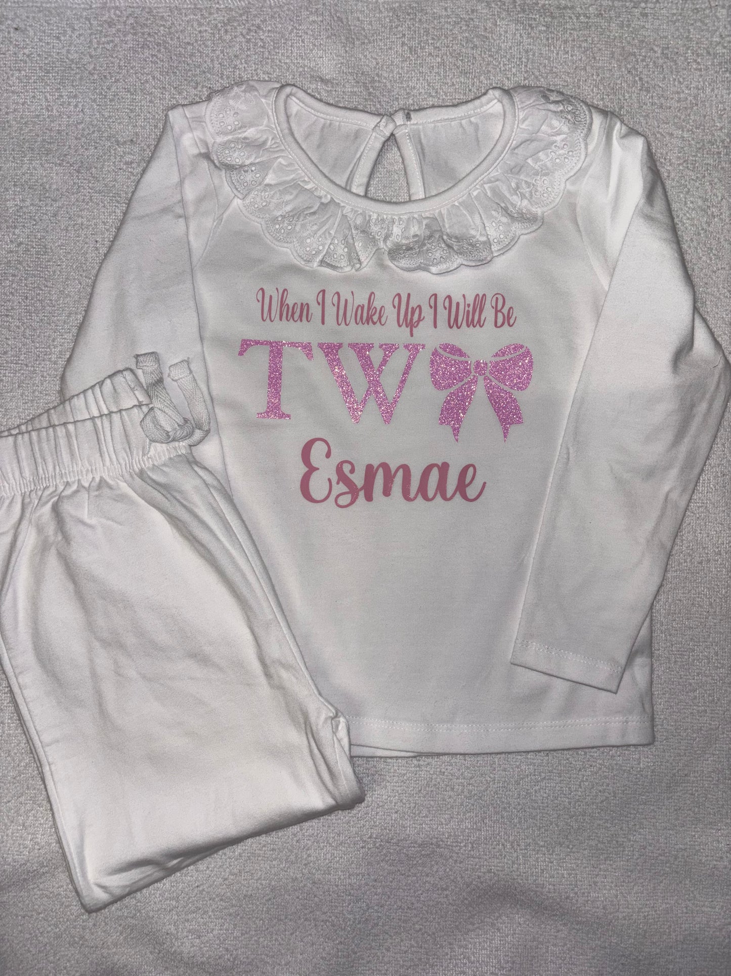Girls Bow Age Frill Birthday Pyjamas