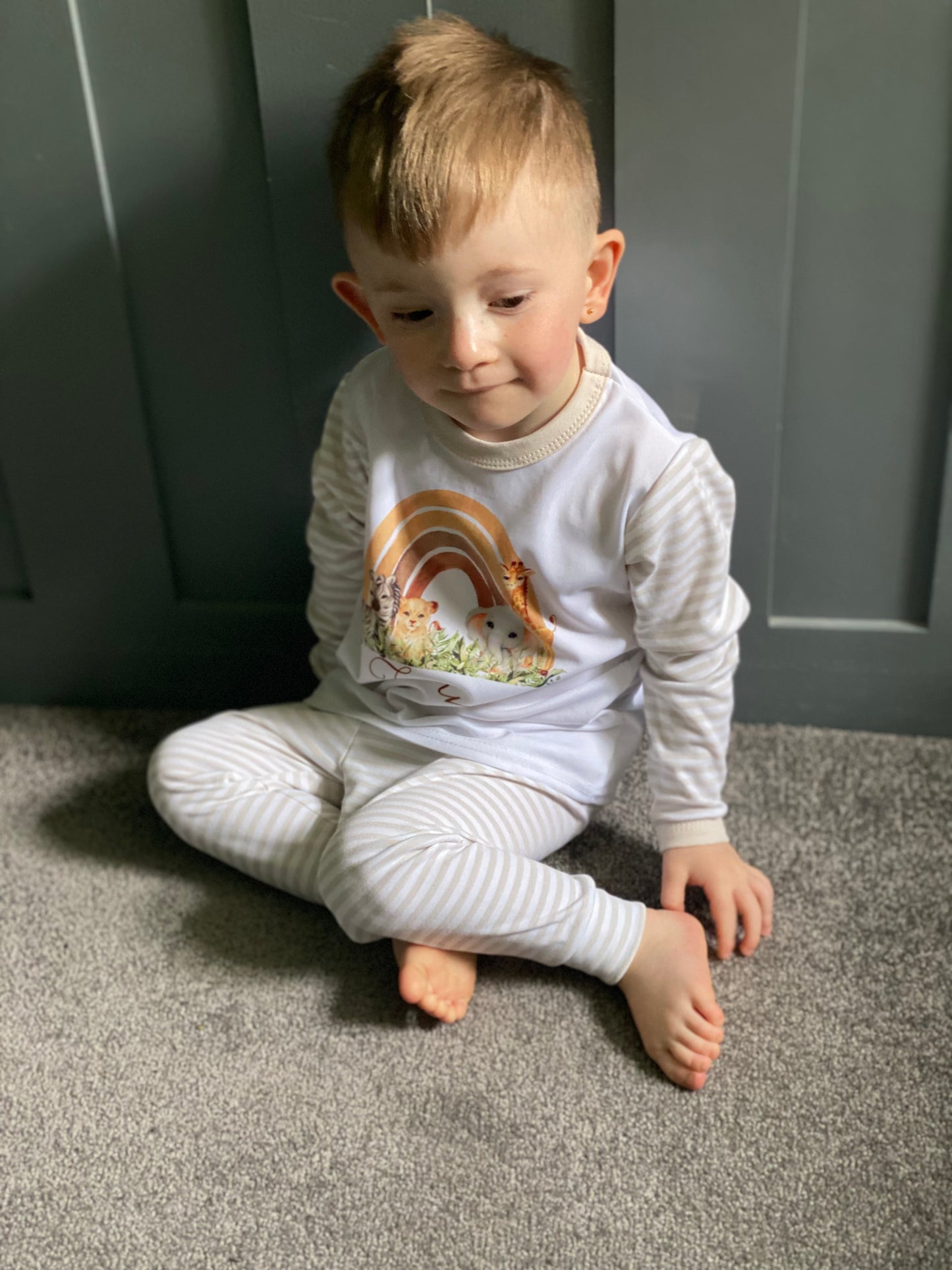 Children's Neutral Safari Print Pyjamas