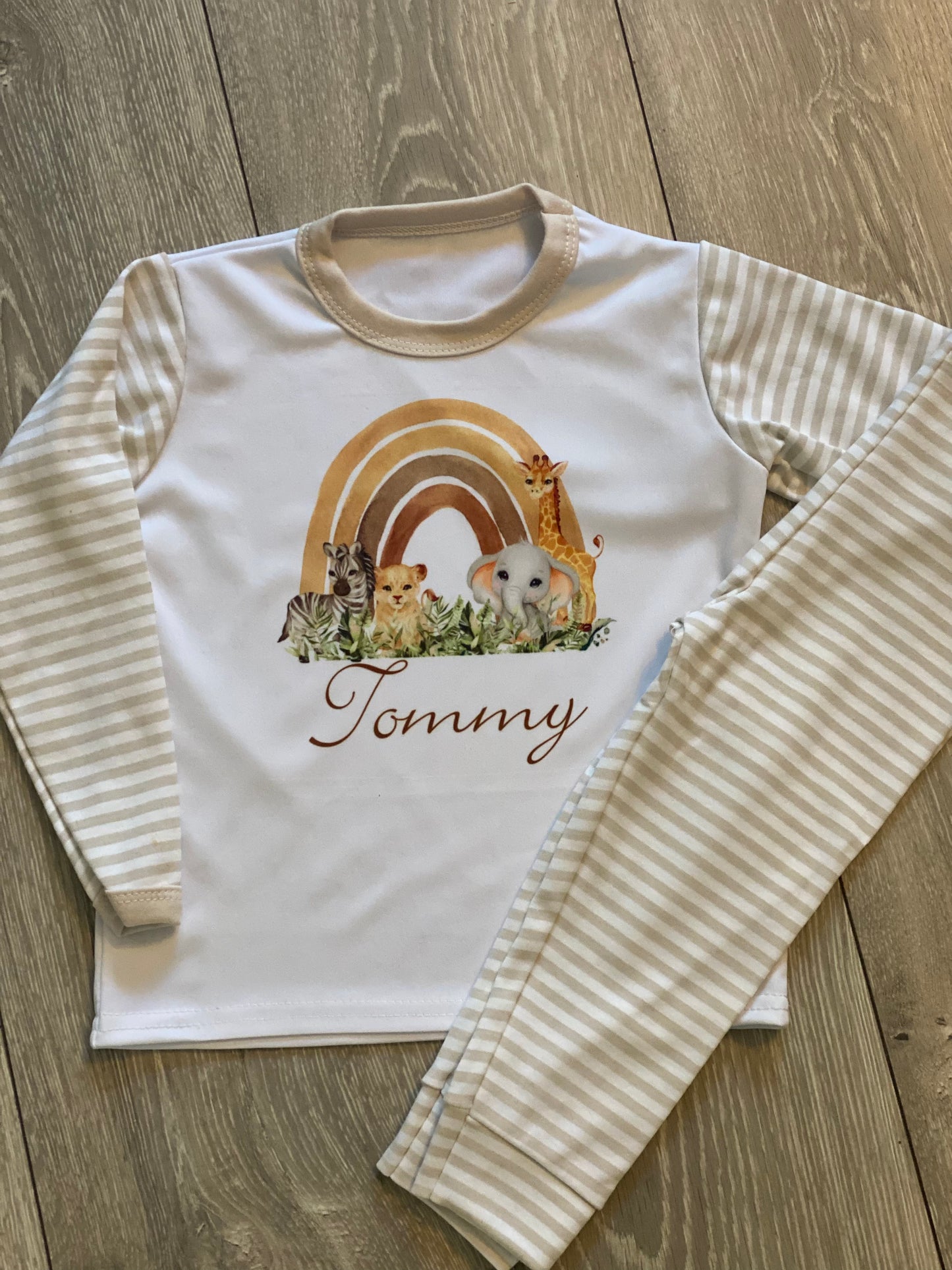 Children's Neutral Safari Print Pyjamas