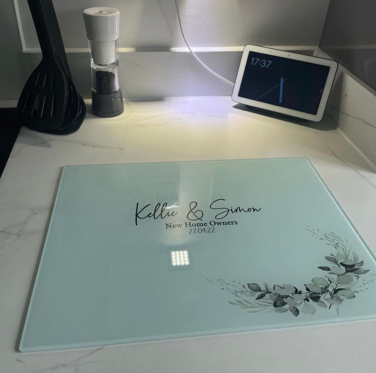 Personalised New Home Glass Chopping Board