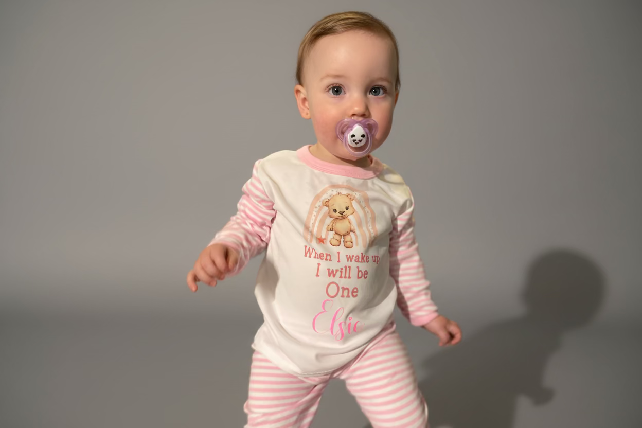 Birthday Eve Girls Teddy Rainbow Pyjamas