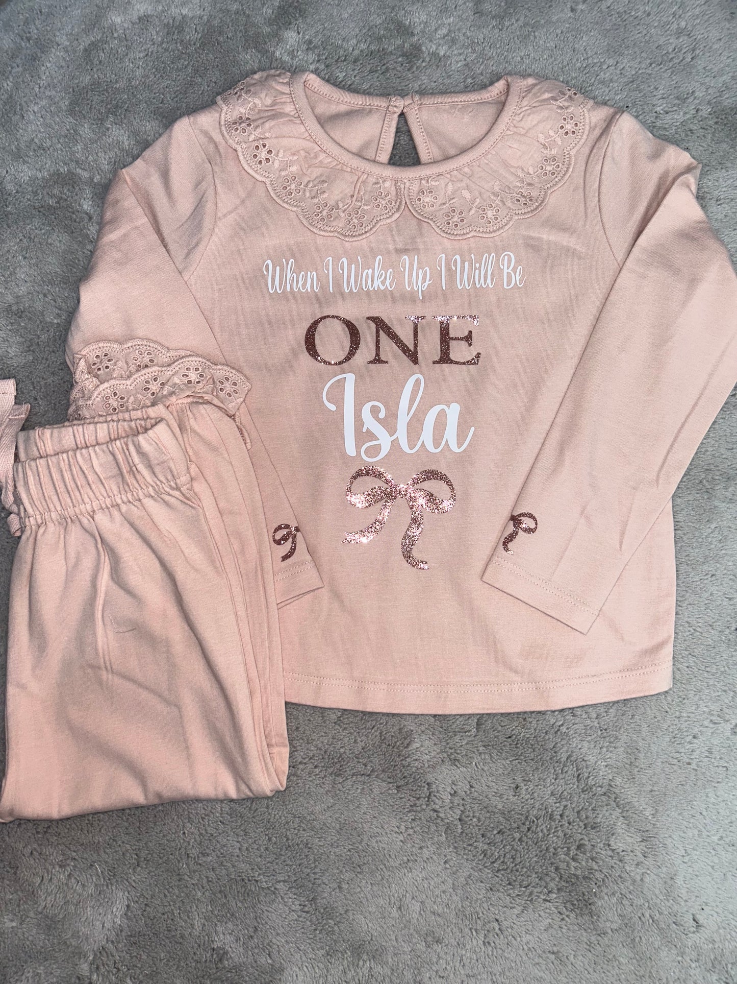Girls Bow Frill Birthday Pyjamas