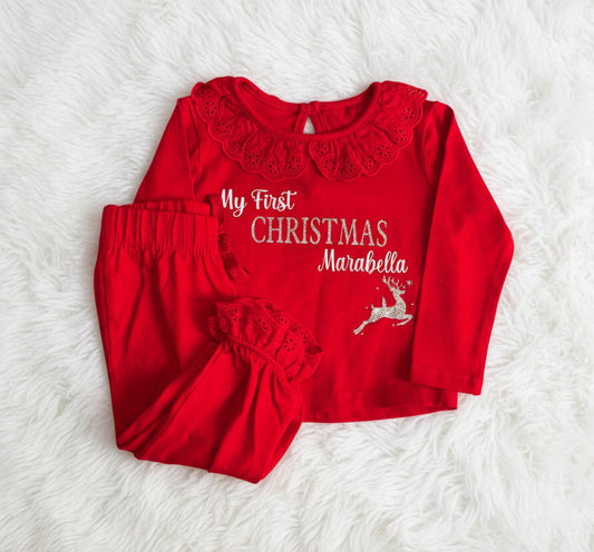 Girls My First Christmas personalised pyjamas