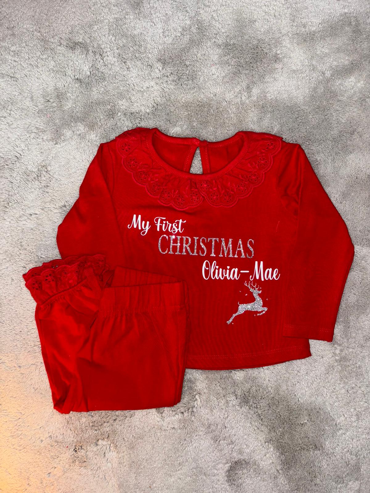 Girls frill BELIEVES Christmas pyjamas