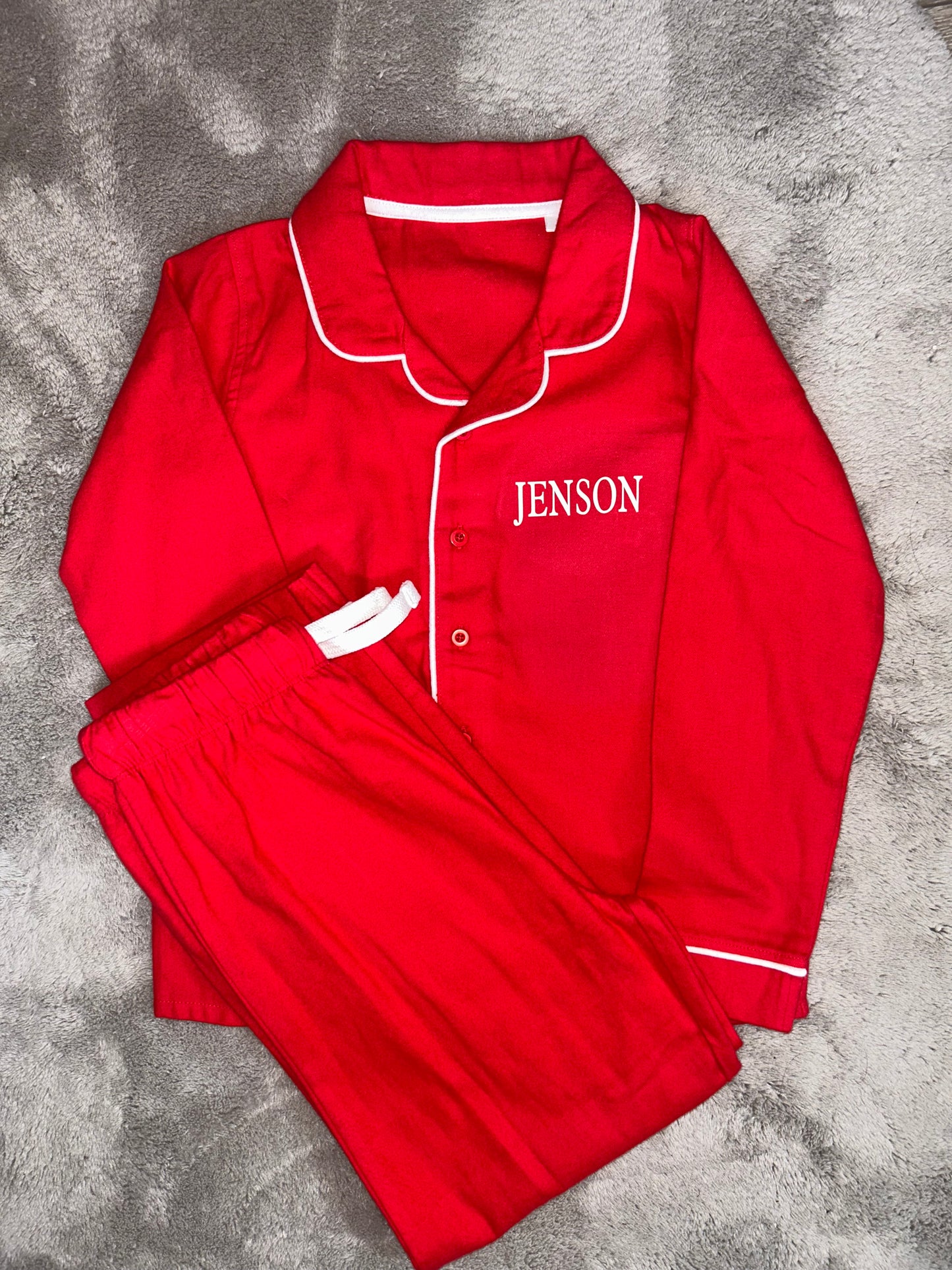 Personalised Red Cotton Pyjamas