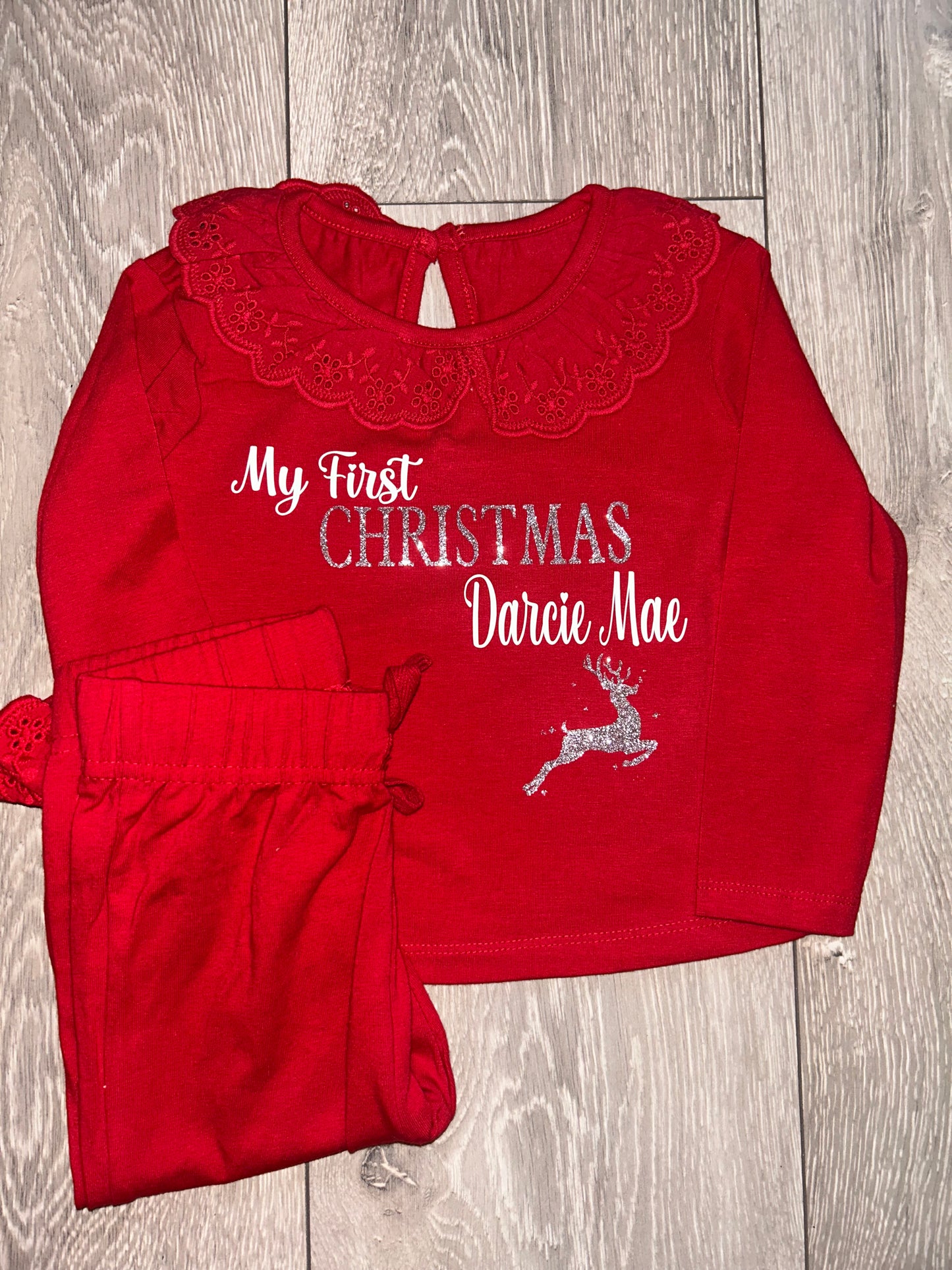 Girls frill BELIEVES Christmas pyjamas