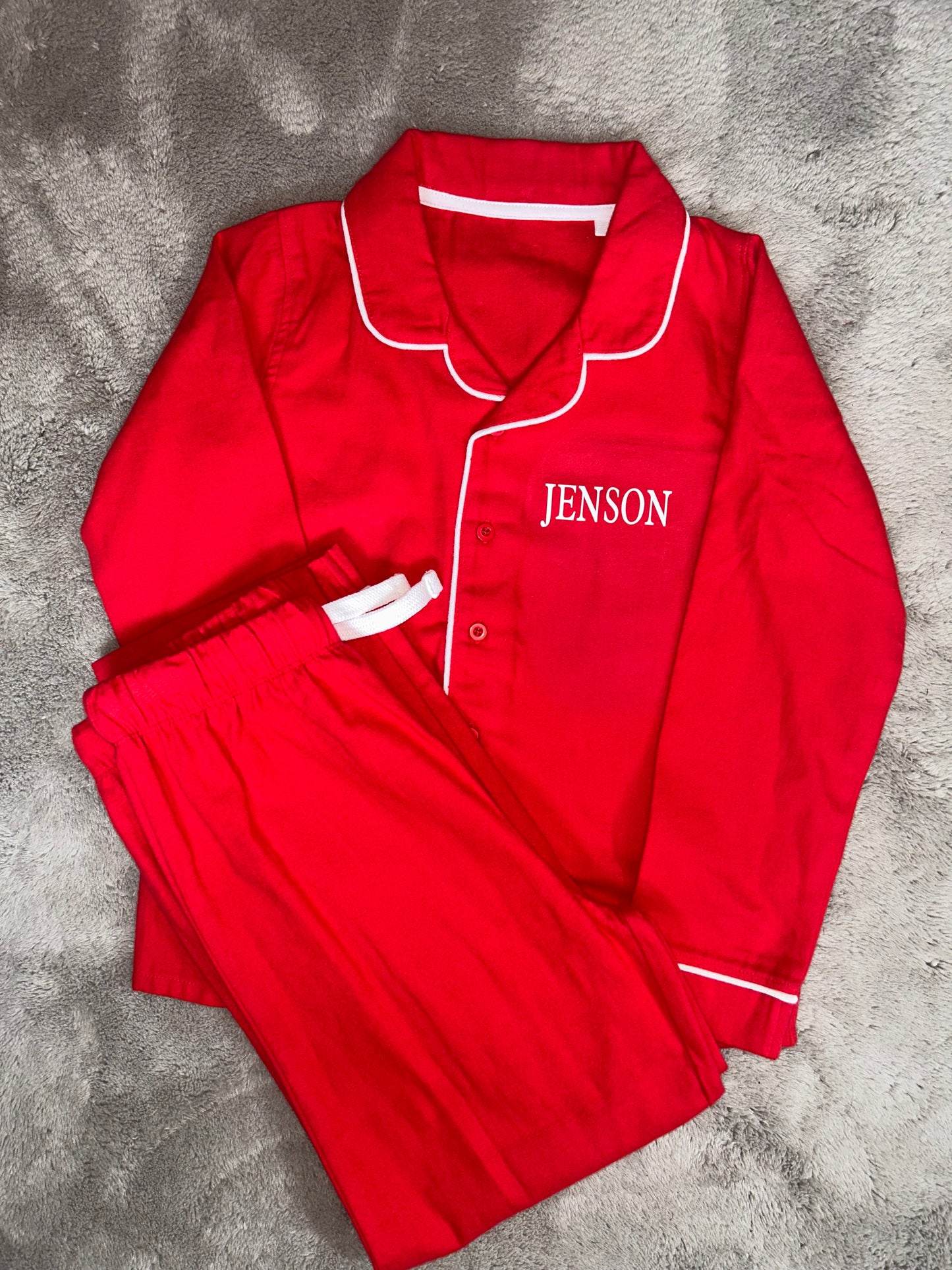 Personalised Red Cotton Pyjamas