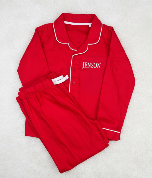 Personalised Red Cotton Pyjamas