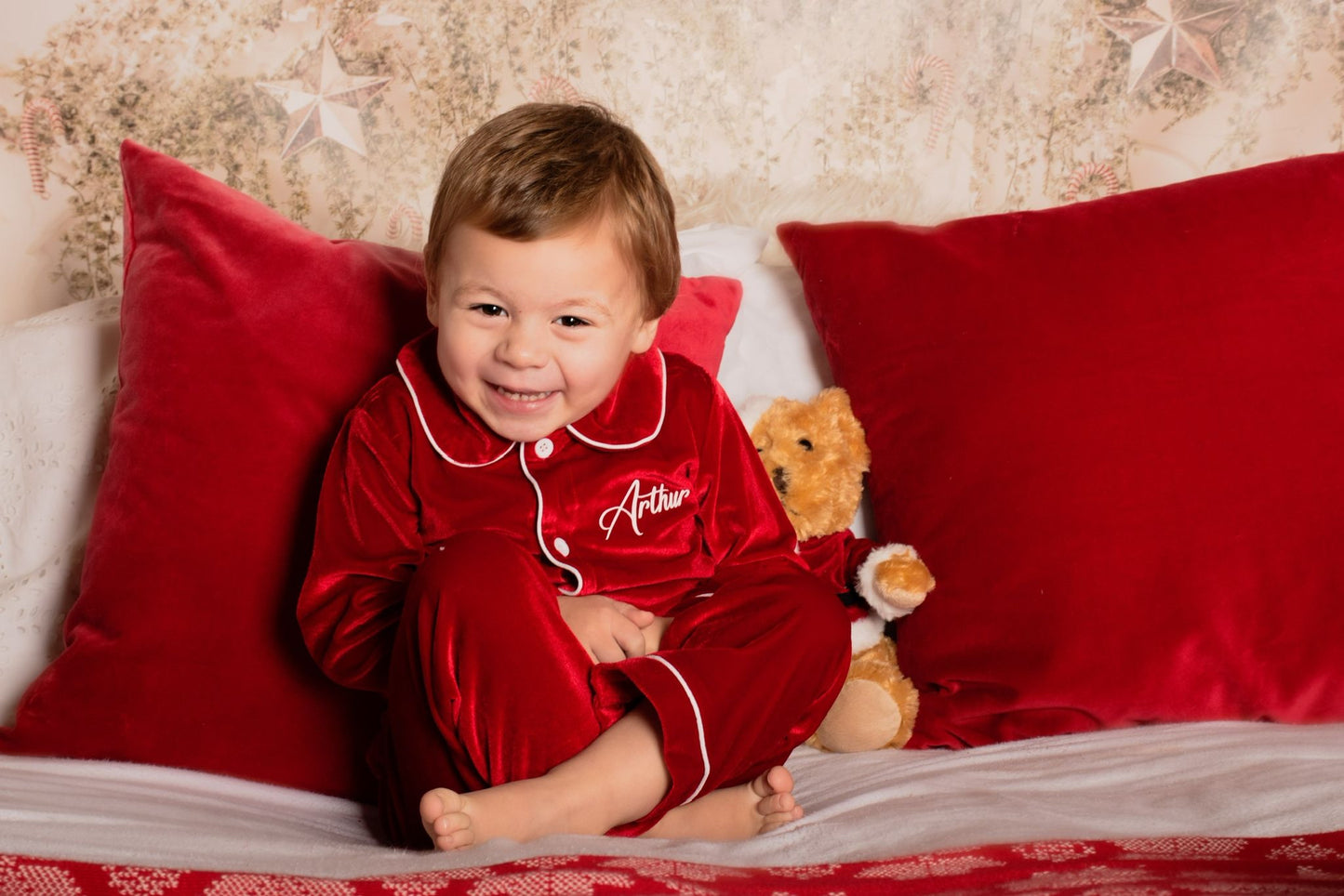 Red Christmas Velour Family Pyjamas