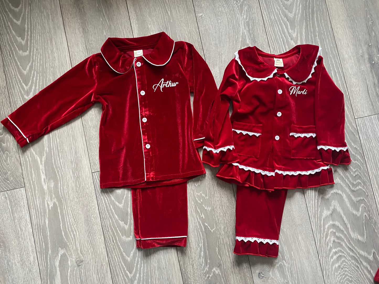 Red Christmas Velour Family Pyjamas