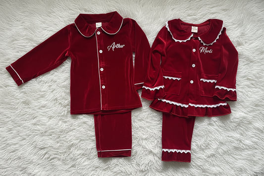Red Christmas Velour Family Pyjamas