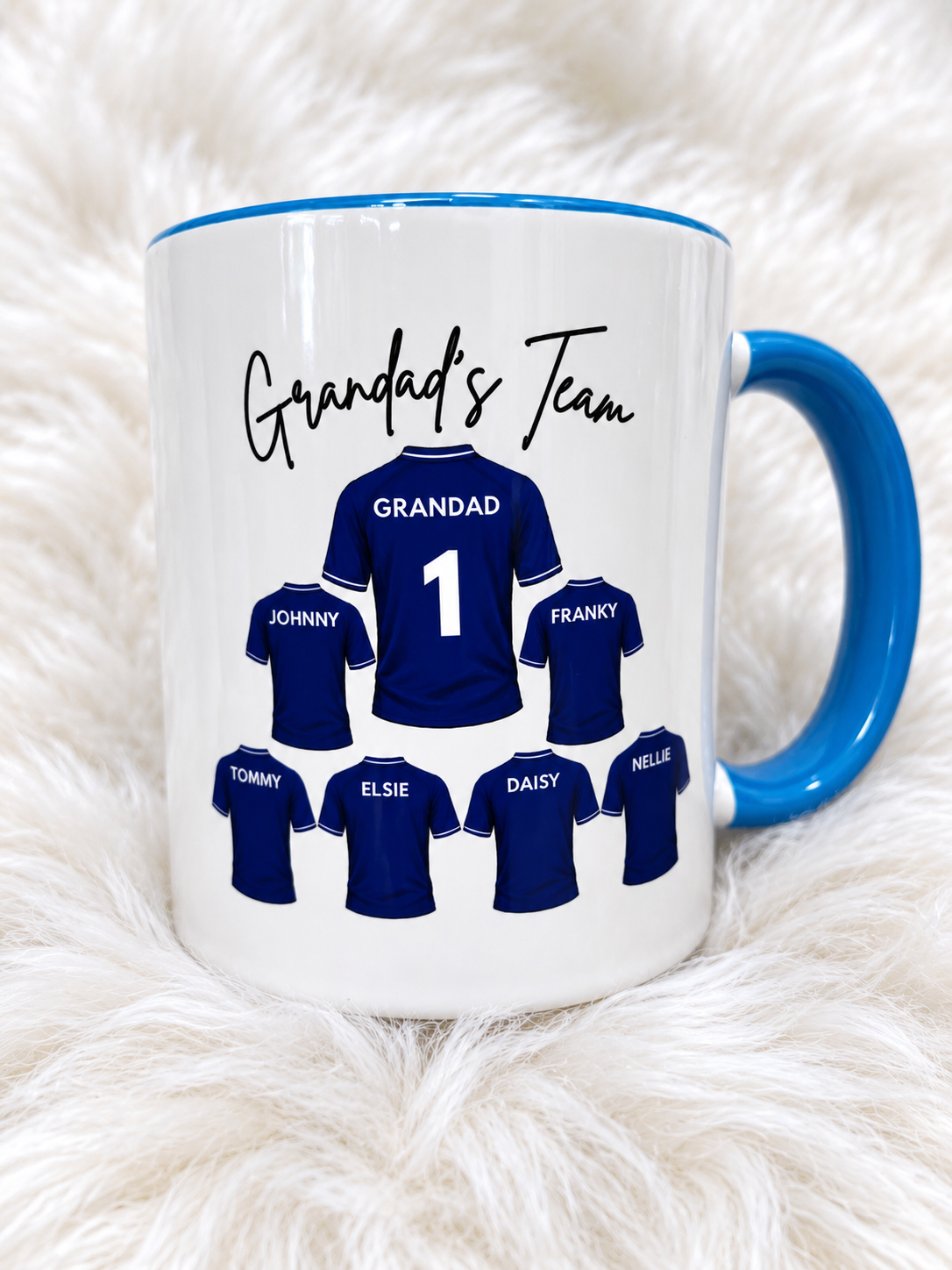 Personalised Grandad Football Mug, Grandad’s Team Mug, Custom Football Shirt Mug, Grandchildren Names Gift, Gift for Grandad