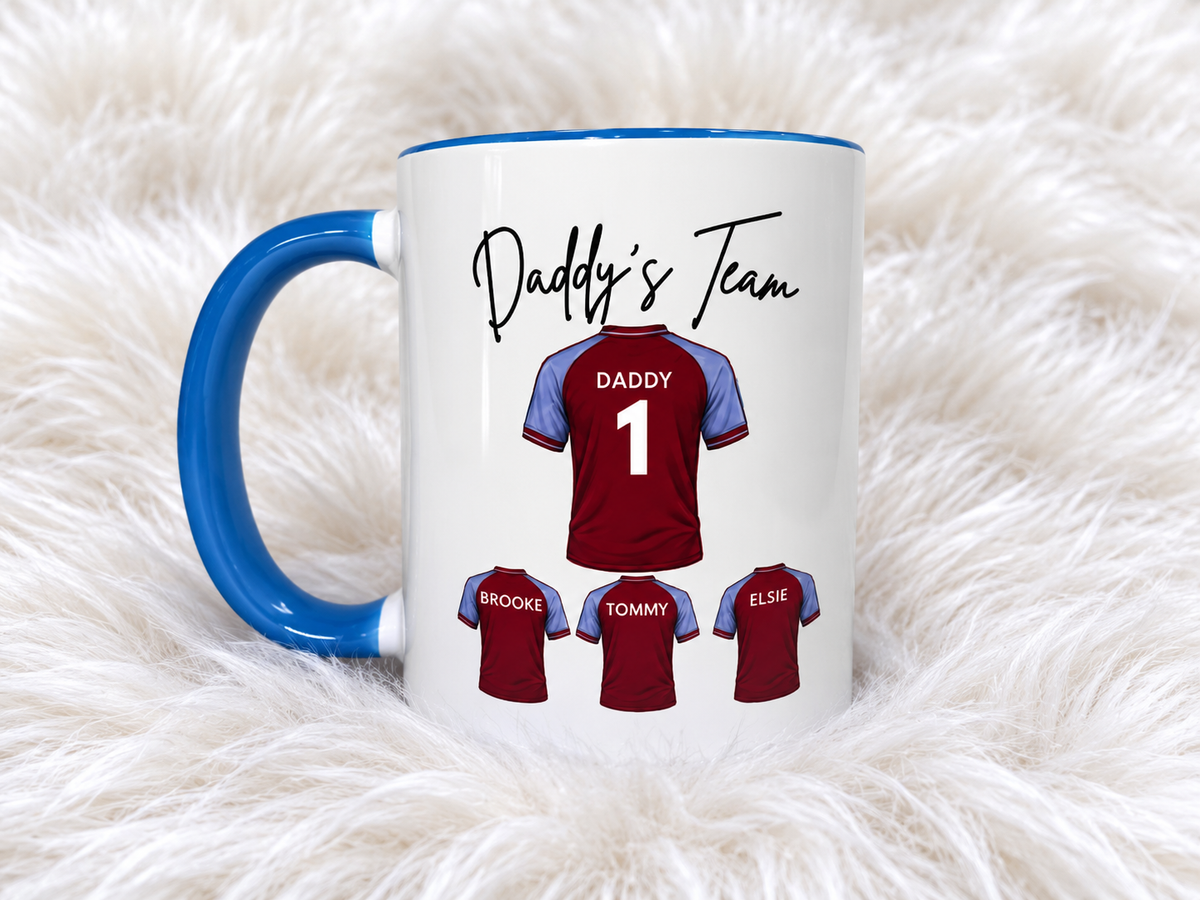 Personalised Grandad Football Mug, Grandad’s Team Mug, Custom Football Shirt Mug, Grandchildren Names Gift, Gift for Grandad