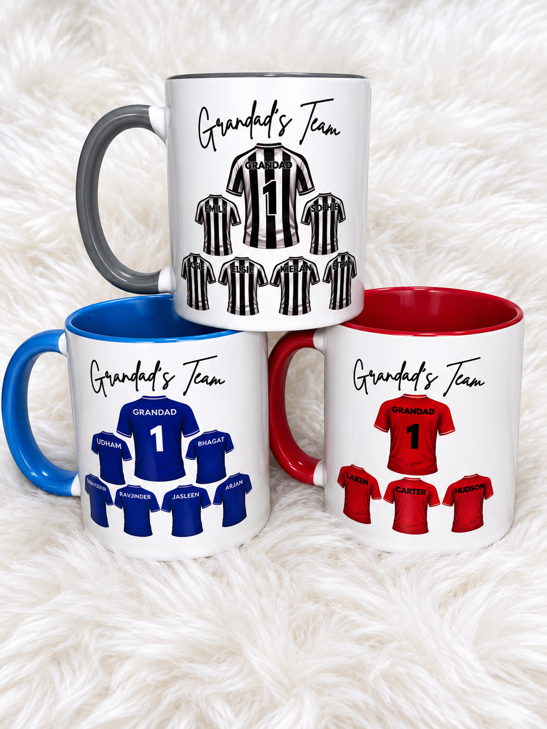 Personalised Grandad Football Mug, Grandad’s Team Mug, Custom Football Shirt Mug, Grandchildren Names Gift, Gift for Grandad
