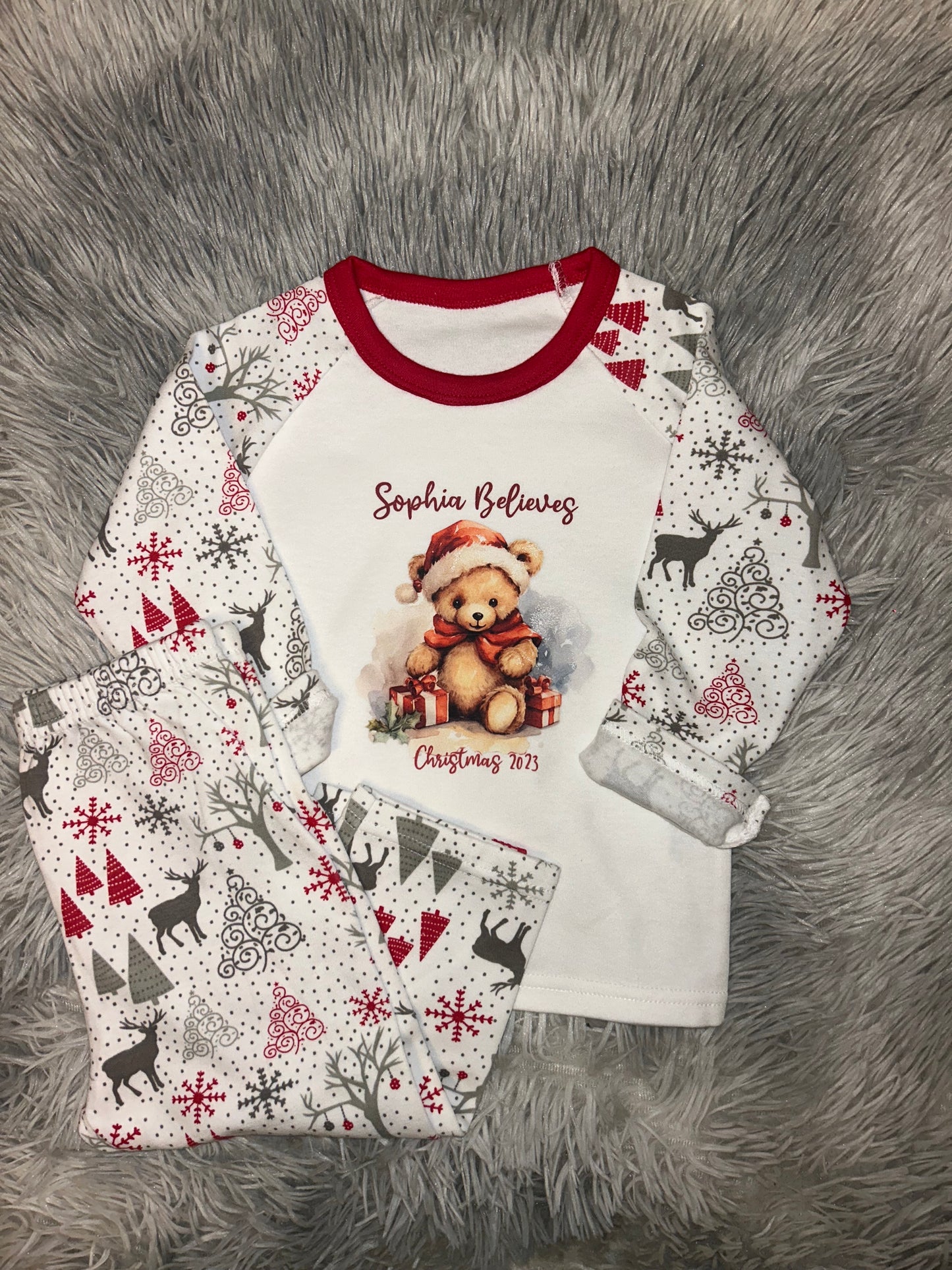 Personalised Teddy Design Christmas Pyjamas