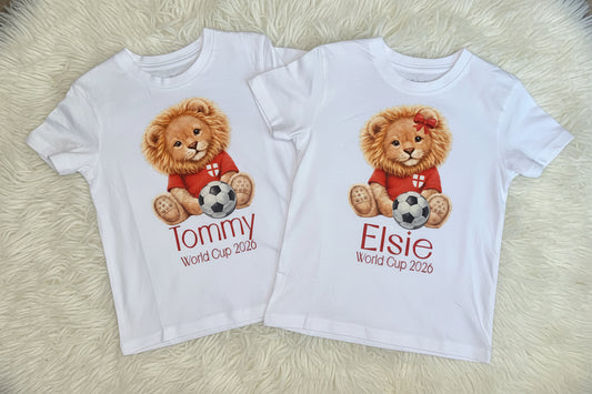 Cute England World Cup Personalised T-Shirt