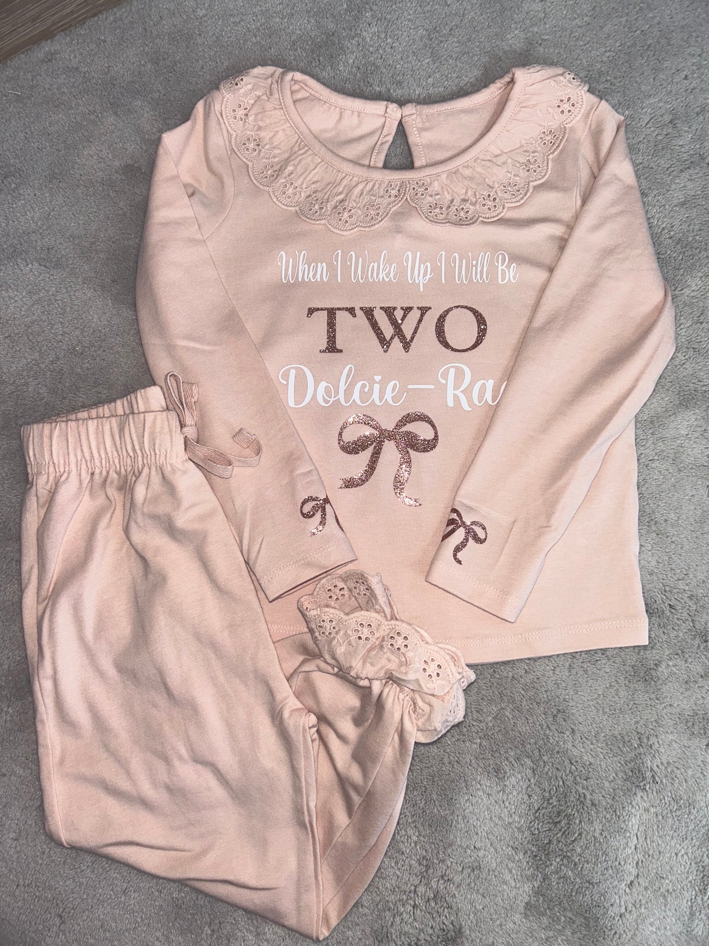 Girls Bow Frill Birthday Pyjamas