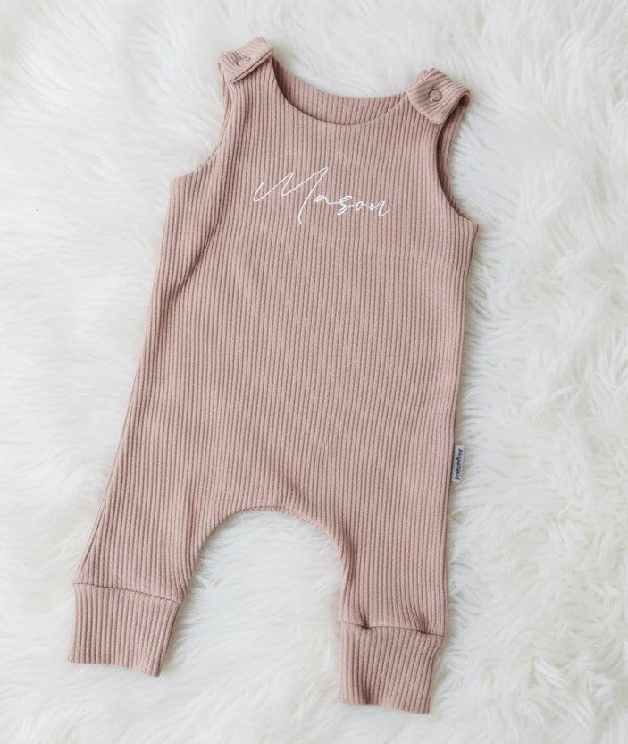 Personalised Ribbed Baby Dungarees