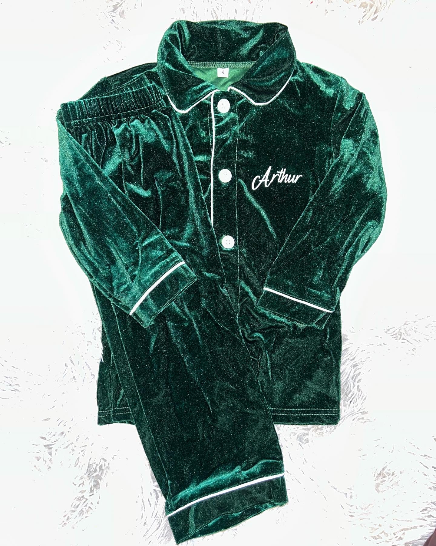 Green Christmas Velour Family Pyjamas