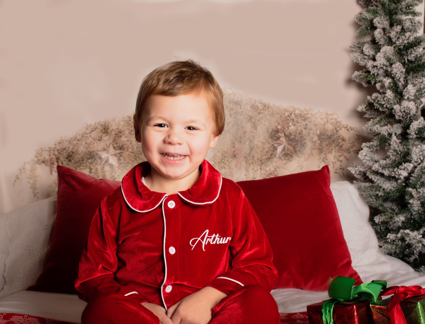 Red Christmas Velour Family Pyjamas