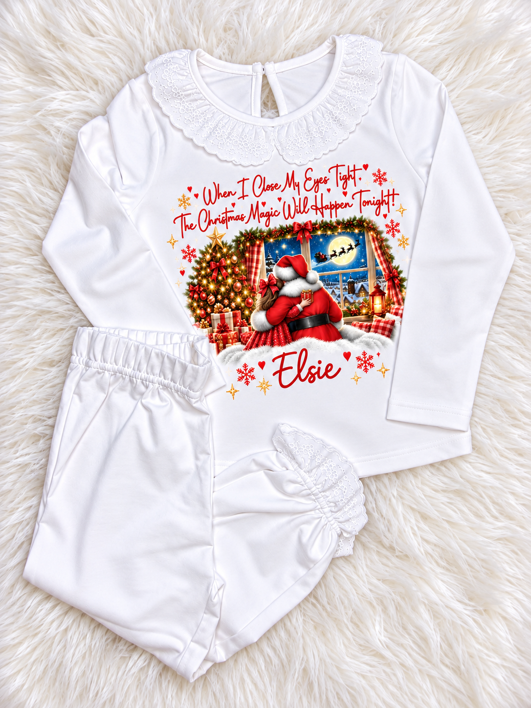 Personalised Christmas Magic Frill Pyjamas