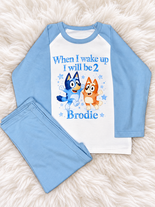 Personalised Dog Blue Birthday Pyjamas