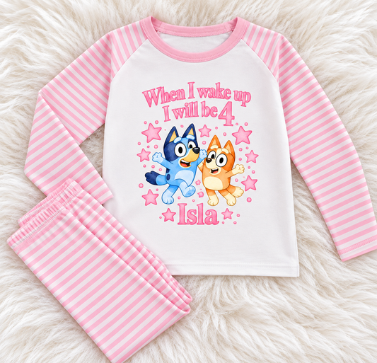 Personalised Dog PinkBirthday Pyjamas
