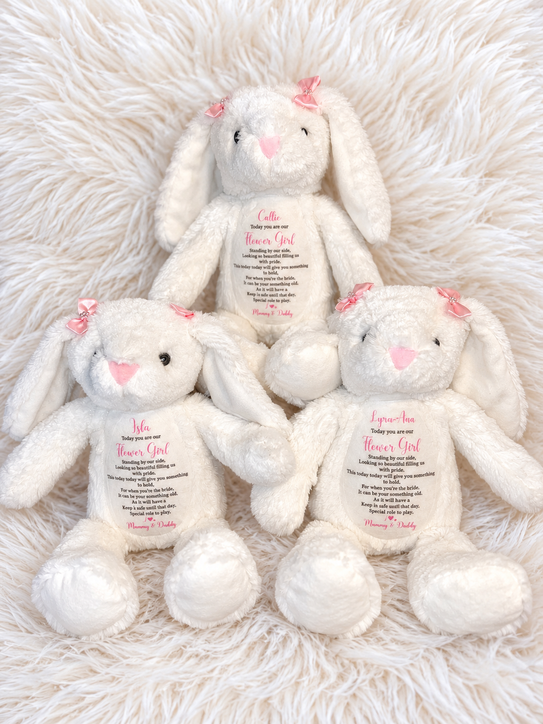Personalised Flower Girl Bunny – Wedding Keepsake & Flower Girl Gift
