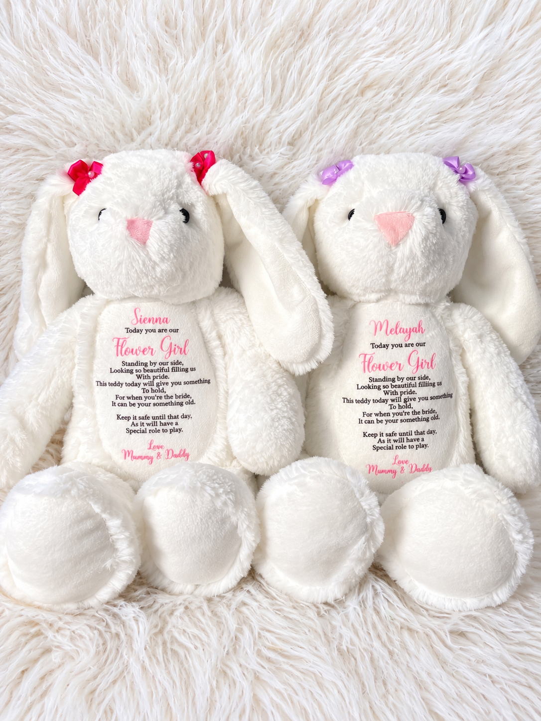 Personalised Flower Girl Bunny – Wedding Keepsake & Flower Girl Gift
