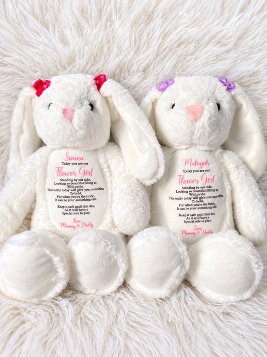 Personalised Flower Girl Bunny – Wedding Keepsake & Flower Girl Gift