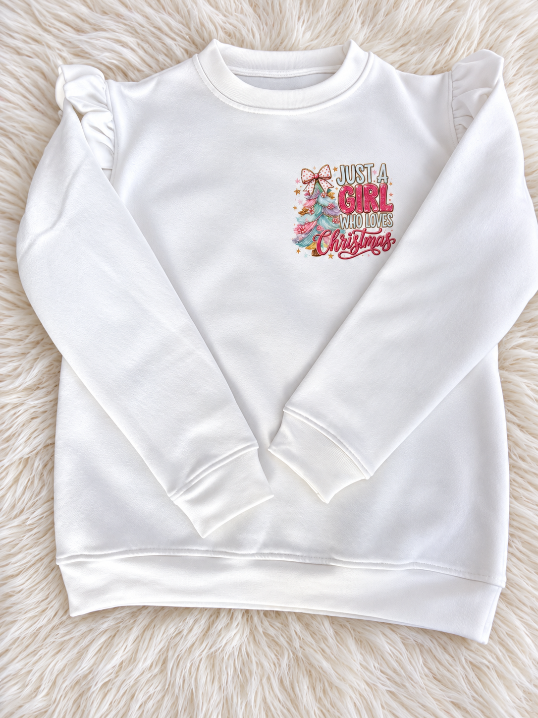 Just A Girl Who Loves Christmas – Girls Personalised Christmas Jumper 🎄🎀