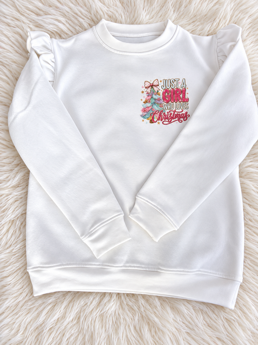 Just A Girl Who Loves Christmas – Girls Personalised Christmas Jumper 🎄🎀