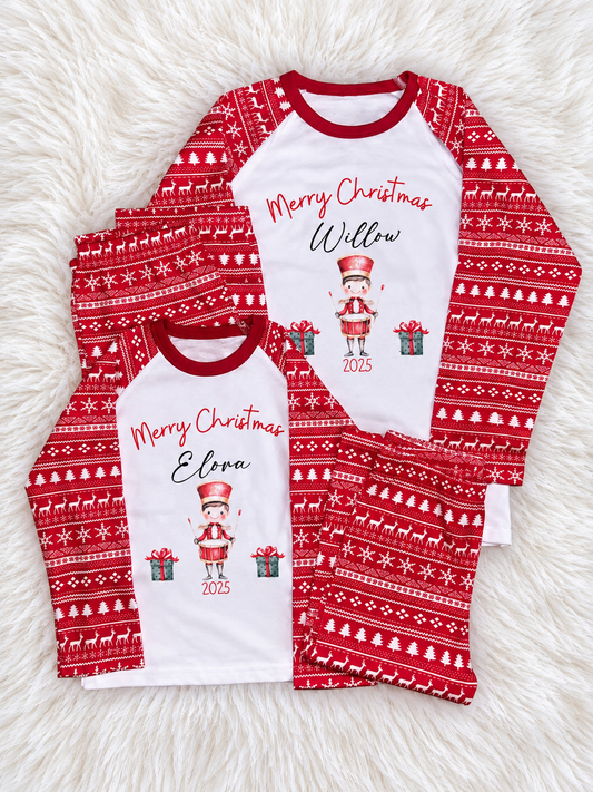 Red Drummer Boy Personalised  Christmas Pyjamas