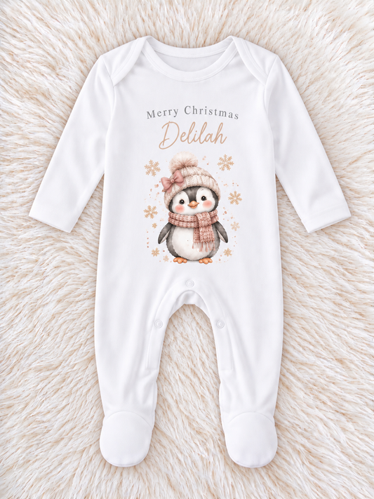 Personalised Penguin Christmas Romper
