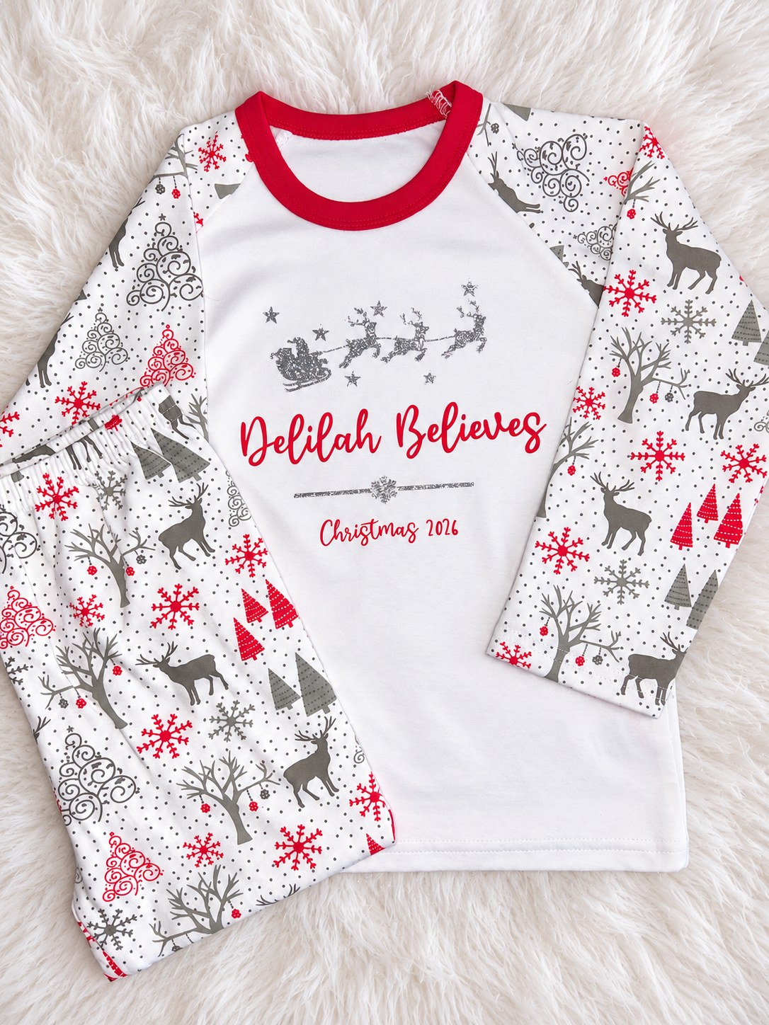 Reindeer Personalised Believes Christmas Pyjamas