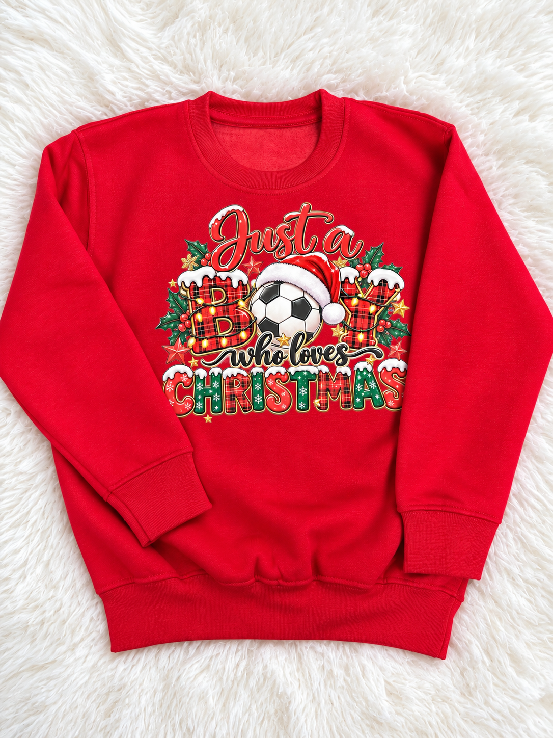 Boys Christmas Football Sweatshirt – Just a Boy Who Loves Christmas Jumper