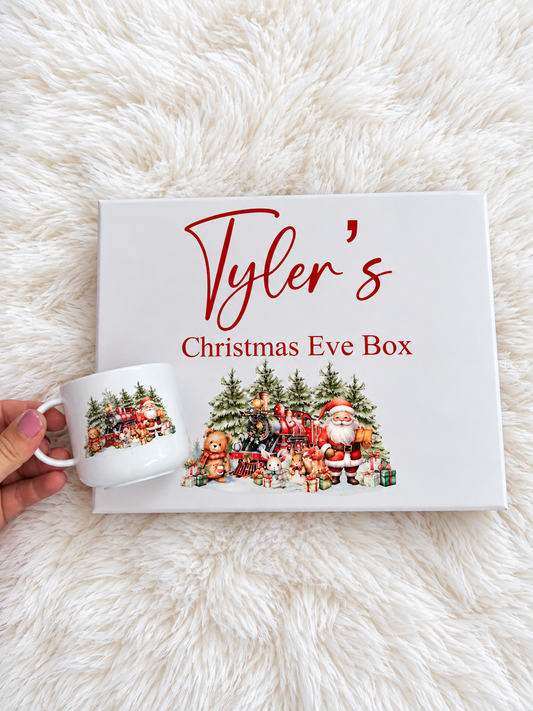 Personalised Christmas Eve Box – Traditional Father Christmas & Train Design