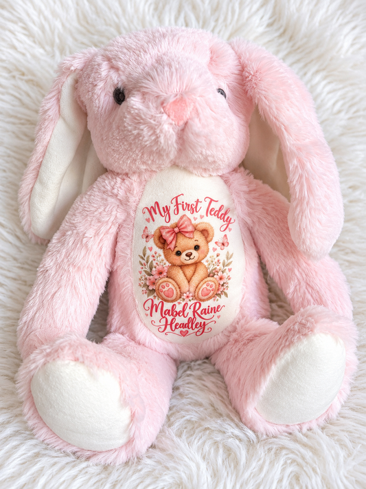Personalised My First Teddy Bunny For Girls | Baby Keepsake Gift |