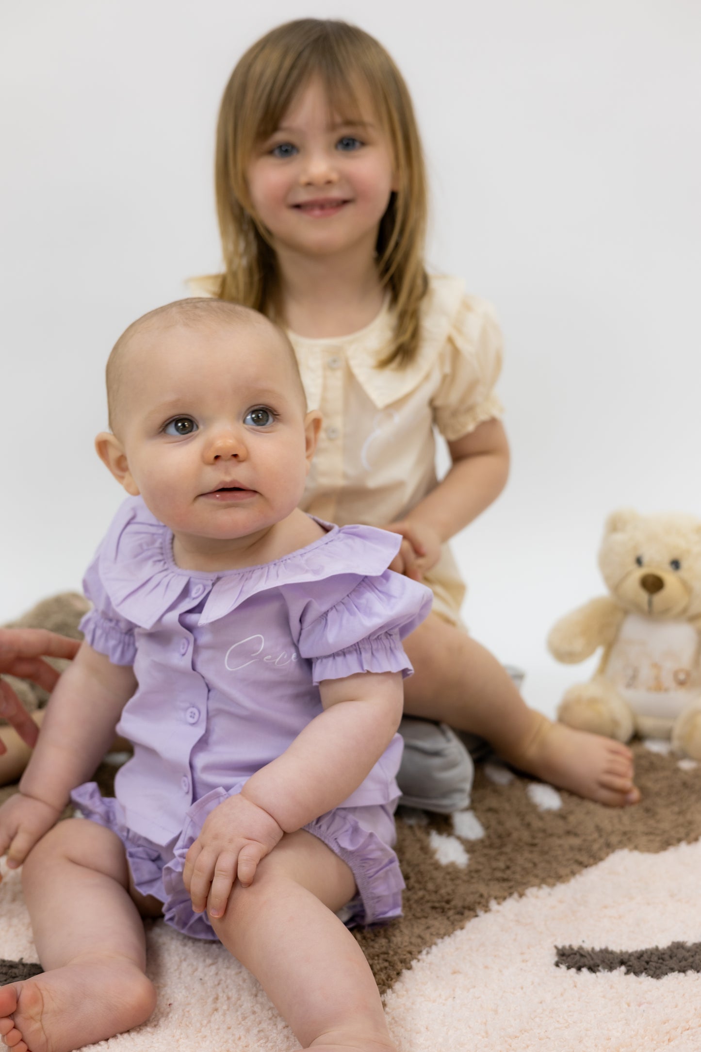 Girls Frill Linen Personalised Short Set