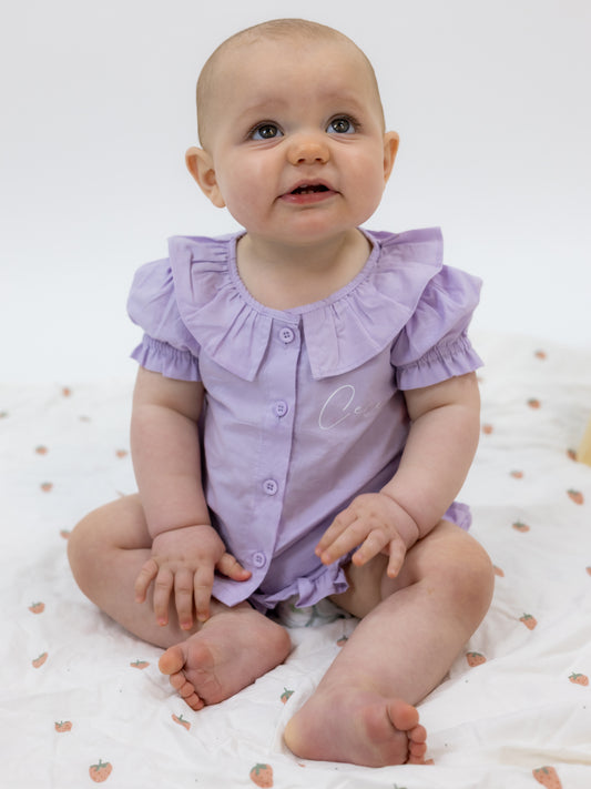 Girls Frill Linen Personalised Short Set