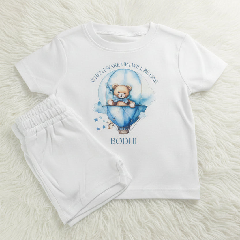 When I Wake Up Bear Hot Air Balloon Short Pyjamas