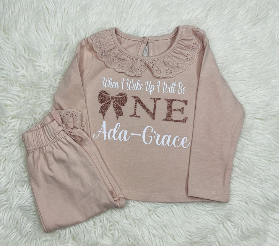 Girls Bow Age Frill Birthday Pyjamas