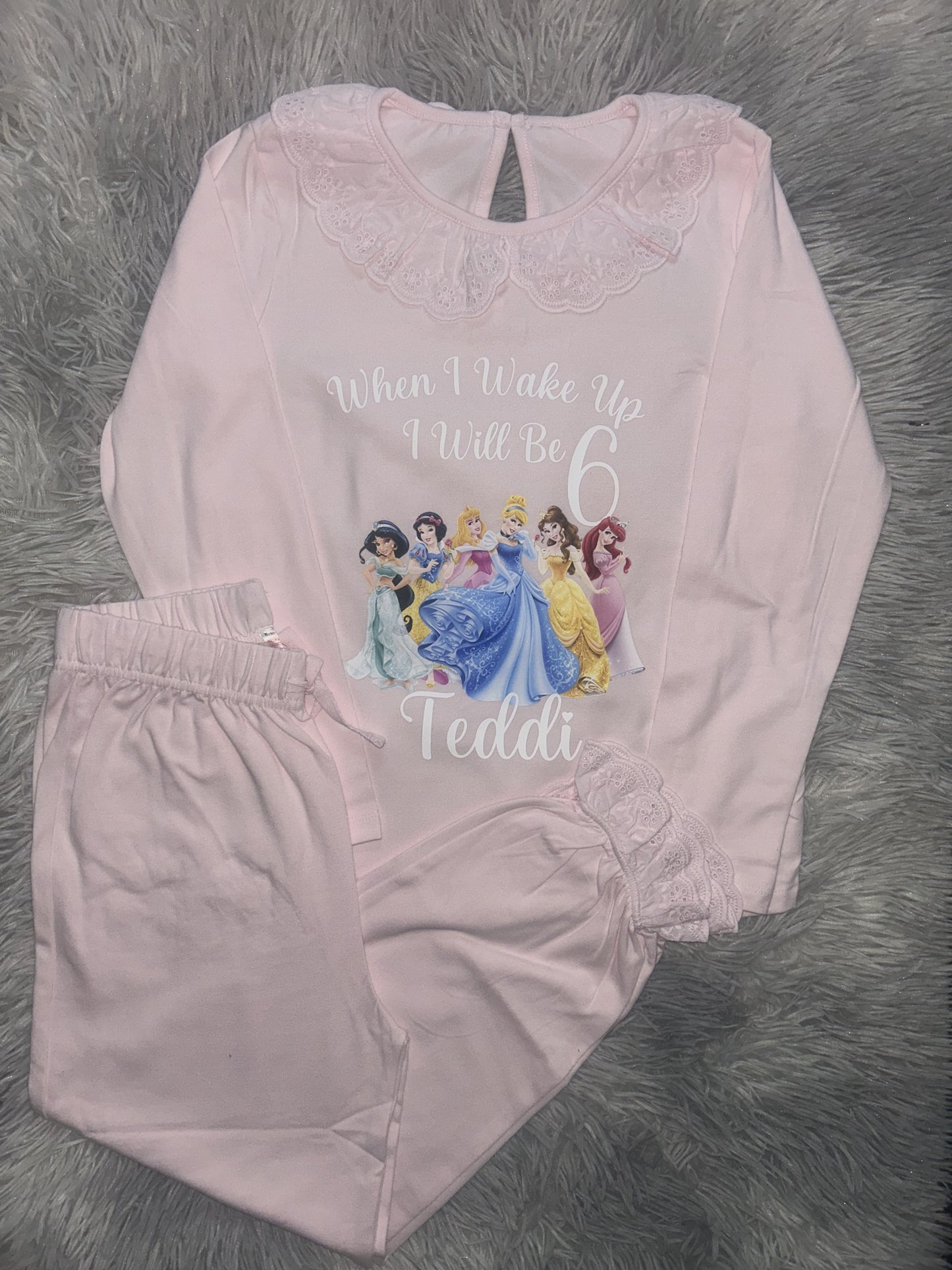 Girls frill custom themed When I Wake UP Pyjamas